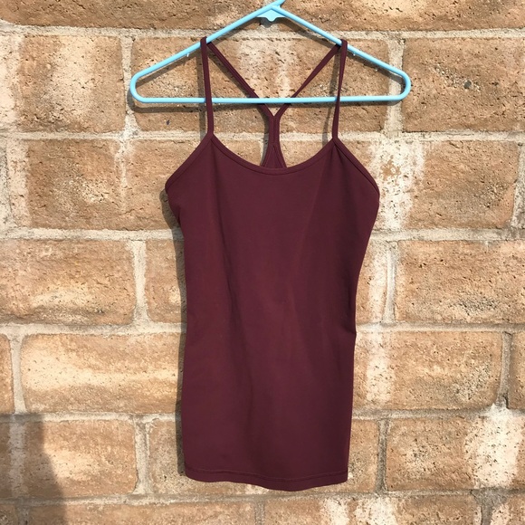 Lululemon Power Y Tank Size 6 Racerback Top Burgundy Active Activewear - Picture 1 of 3